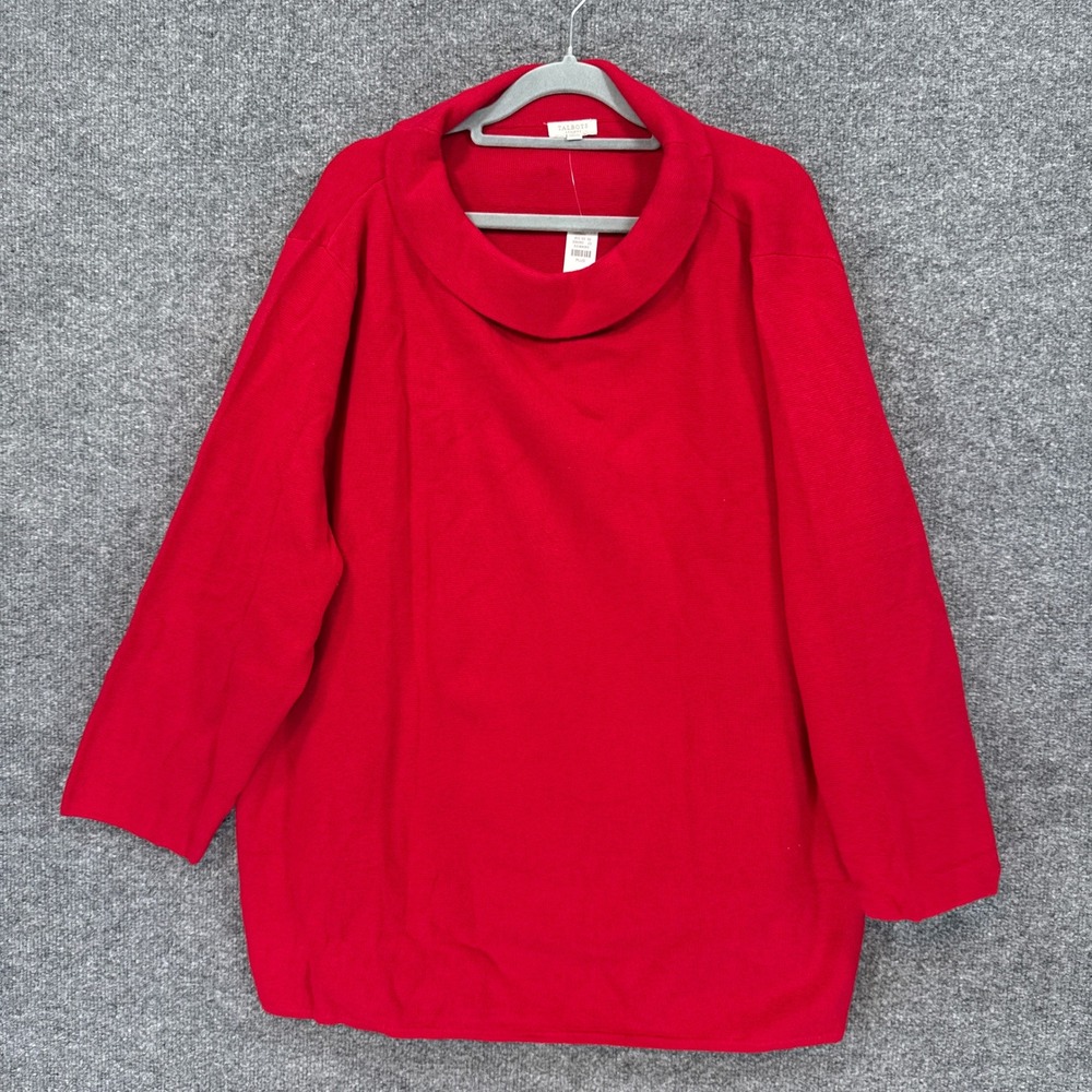 Talbots Sweater Women 3X Red Cowl Neck Knit Pullover Long Sleeve Plus Size